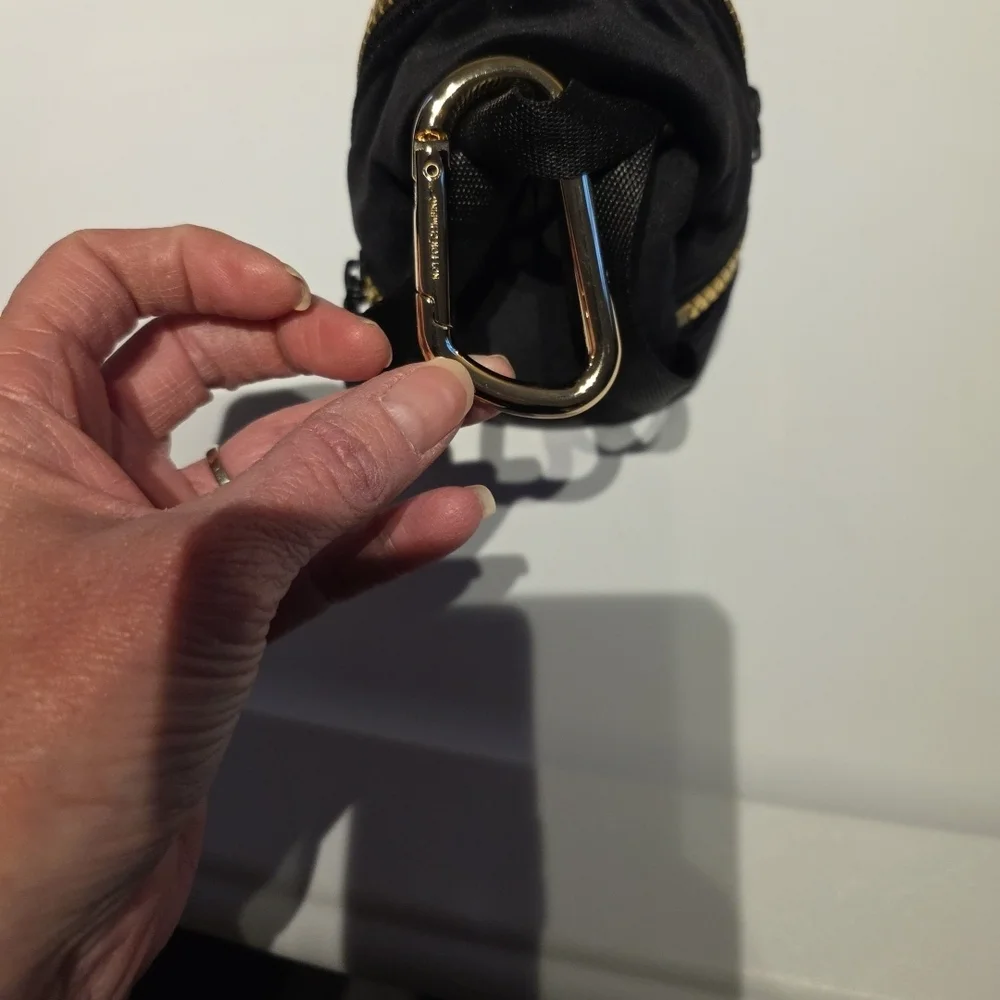 Lululemon Black Micro Backpack Key Holder with Gold Zipper